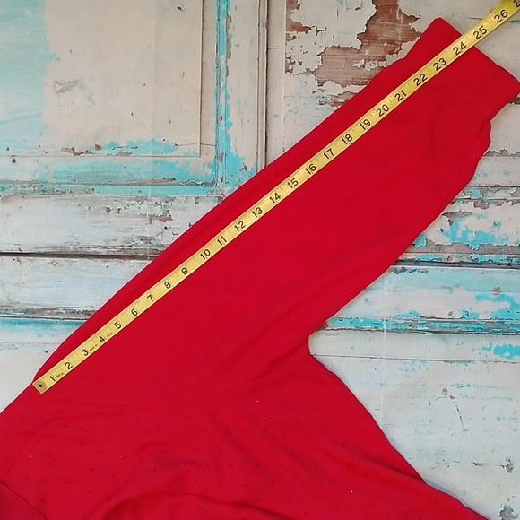 GEORGE Red Button Down w/ Rhinestones, Long Sleeve Collared Blouse: Women 2X/3X - Picture 7 of 8